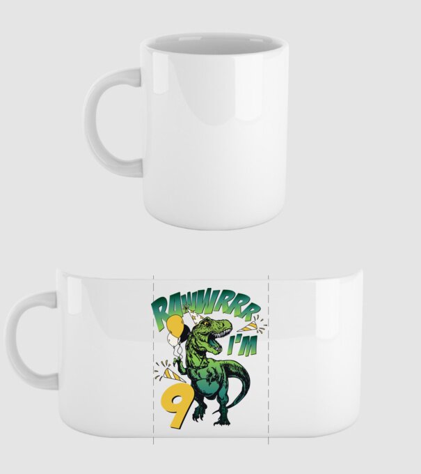 'Birthday Dinosaur rawww i''m 9' model alb pe tricou