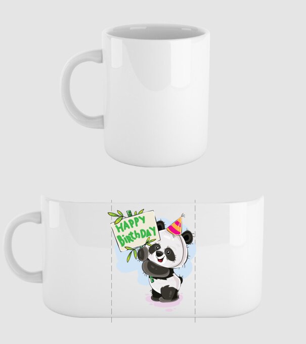 Zi de naștere panda model alb pe tricou