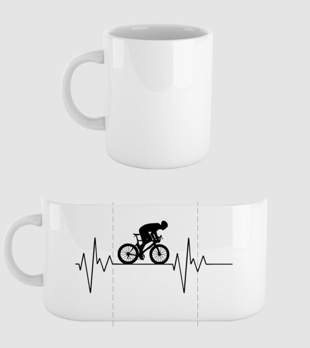 Biker Heartbeat model alb pe tricou