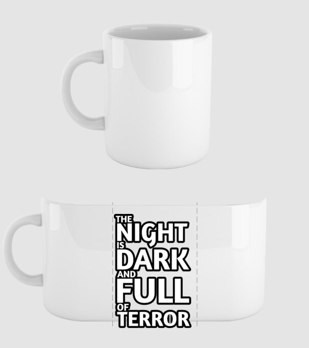 The night is dark and full of terror model alb pe tricou
