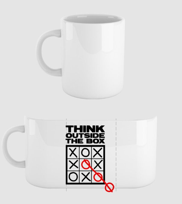 Think outside the box model alb pe tricou