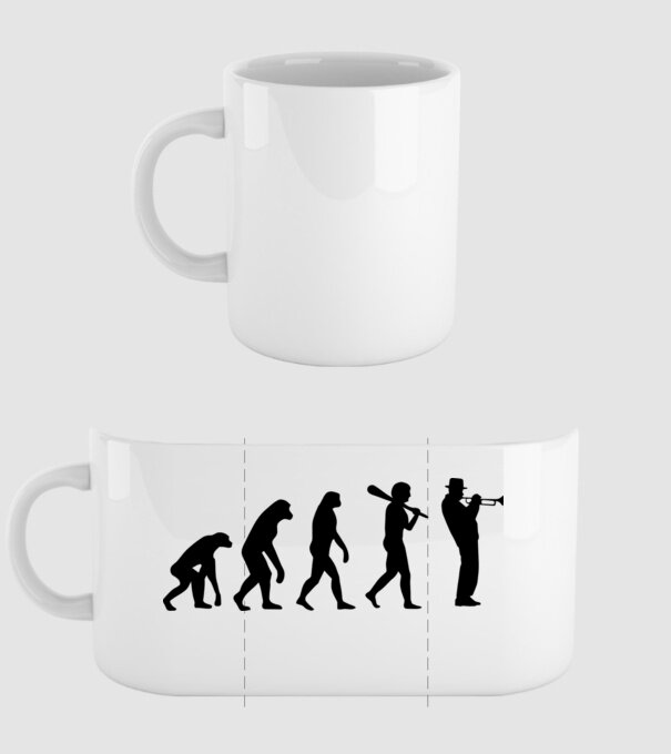 Trombitás evolúció model alb pe tricou