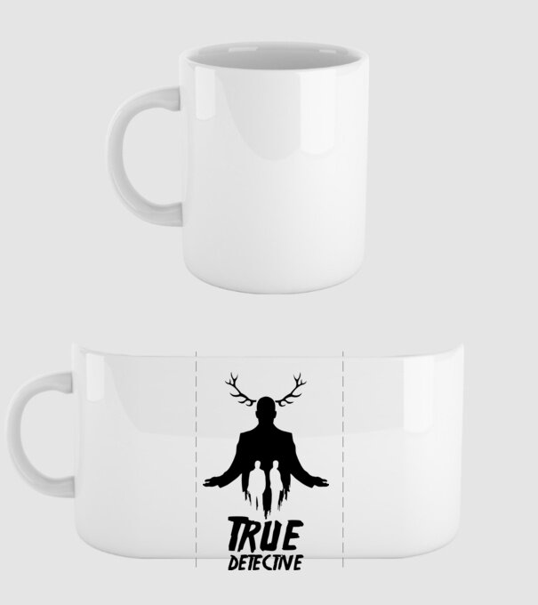 True Detective model alb pe tricou