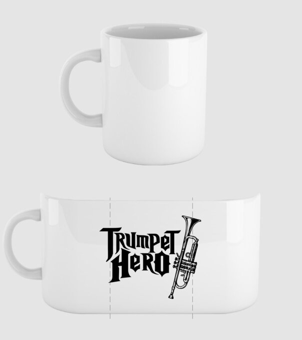 Trumpet Hero model alb pe tricou