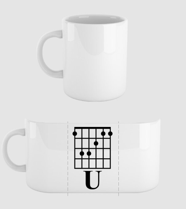 U Chord model alb pe tricou