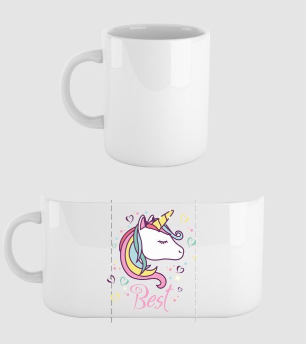 Unicorn Best model alb pe tricou