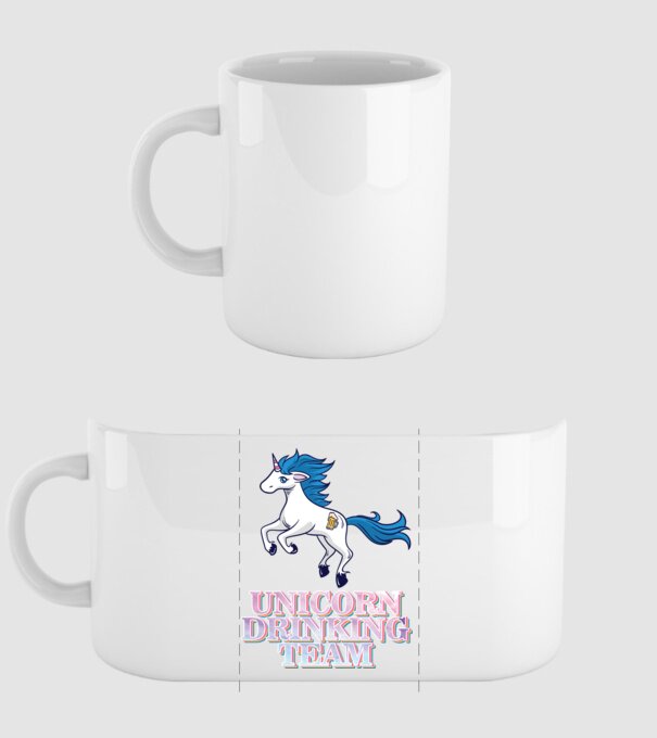 Unicorn drinking team model alb pe tricou