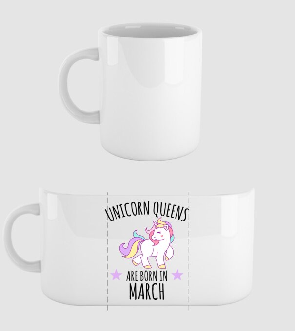 Unicorn queens are born in - March model alb pe tricou