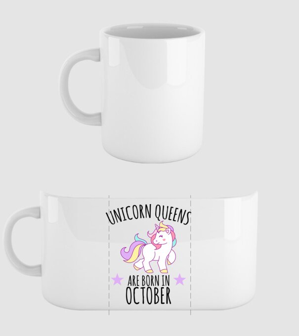 Unicorn queens are born in - October model alb pe tricou