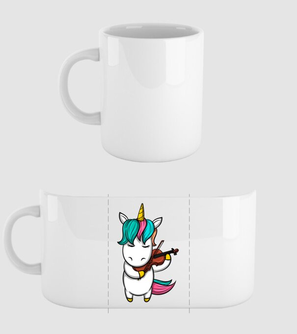 Unicorn Violin model alb pe tricou