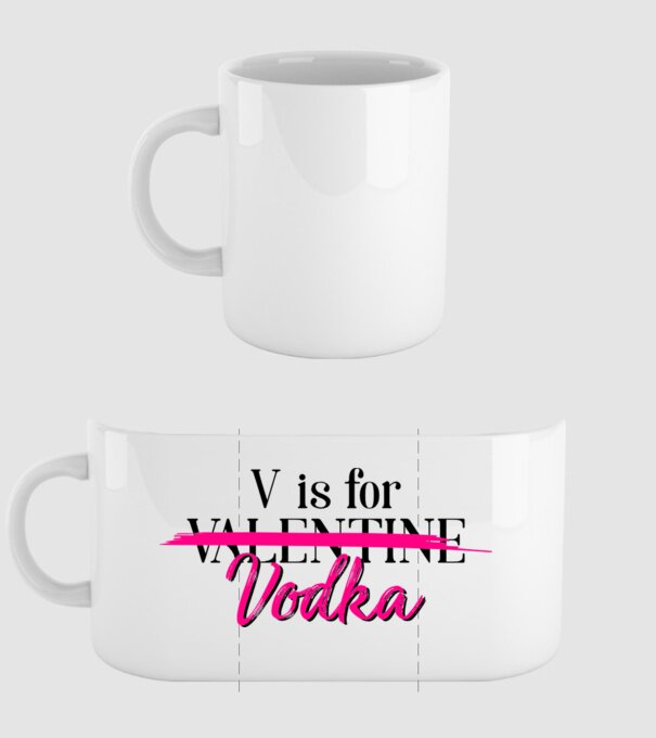 V for Vodka model alb pe tricou