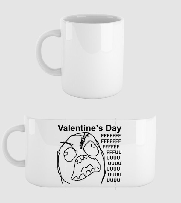Valentines day fuuuu model alb pe tricou