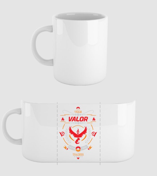 Valor team model alb pe tricou
