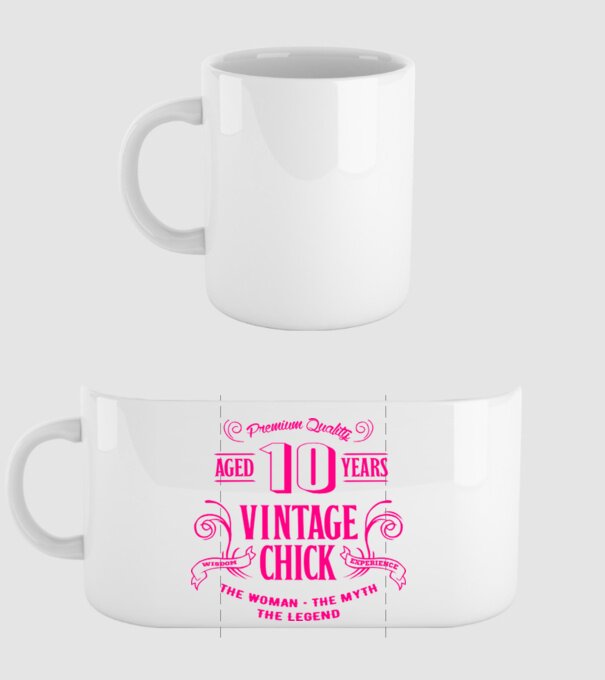 Vintage Chick - 10 model alb pe tricou