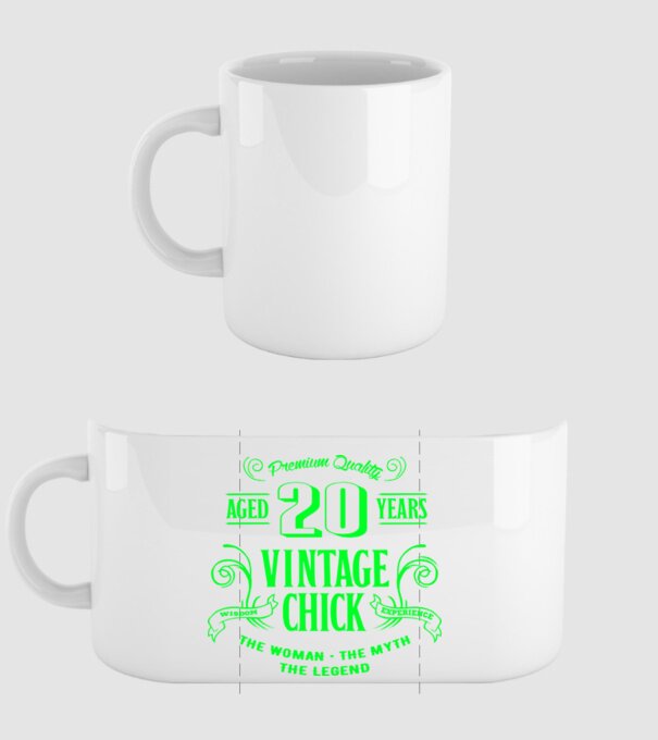 Vintage chick - 20 model alb pe tricou