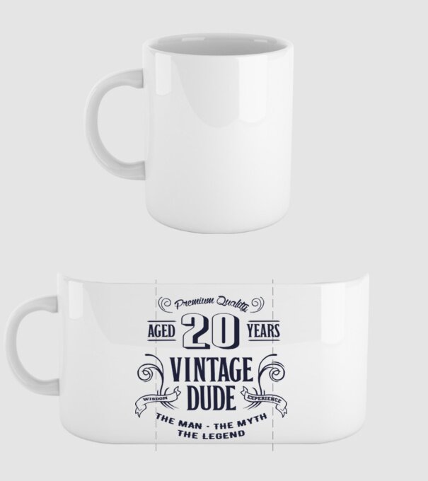 Vintage Dude - 20 model alb pe tricou