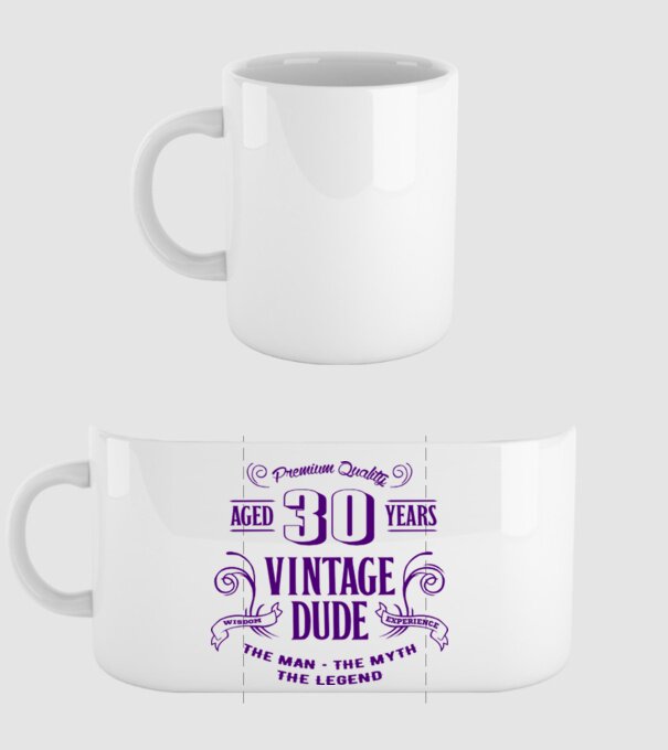 Vintage Dude - 30 model alb pe tricou