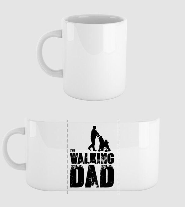 Walking dad model alb pe tricou