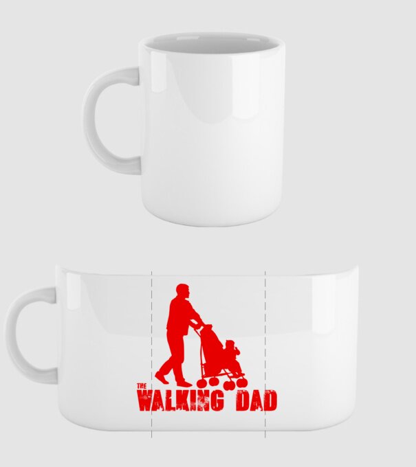 Walking dad model alb pe tricou