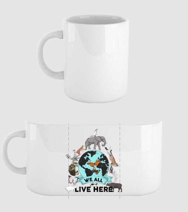 We all live here model alb pe tricou