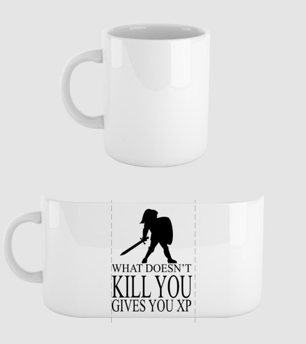 'What doesn''t kill you, gives you XP' model alb pe tricou