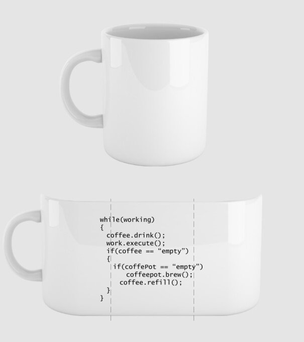 While(working) coffee.drink model alb pe tricou