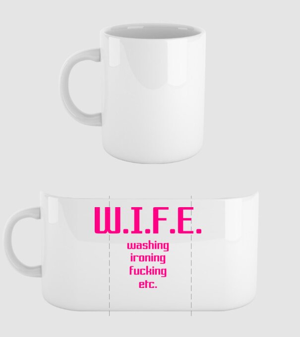 WIFE 3 model alb pe tricou