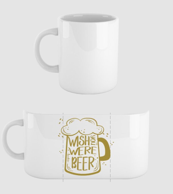 Wish u were beer model alb pe tricou