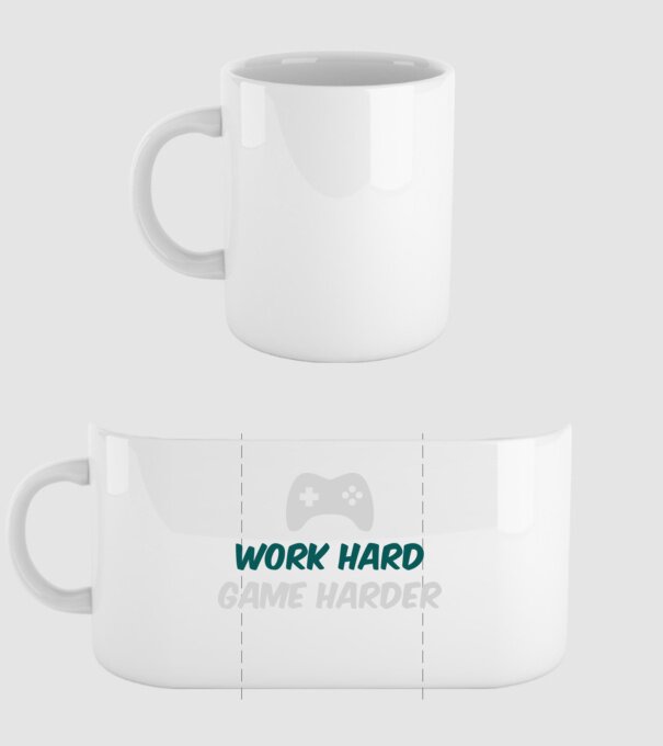 Work hard, game harder model alb pe tricou