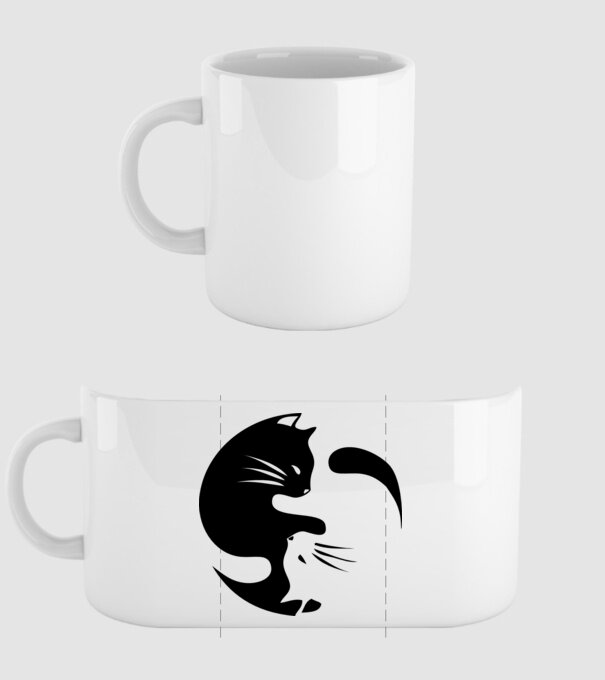 Yin Yang Pisică model alb pe tricou