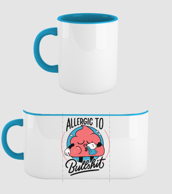 Allergic to bullshit antisocial model albastru deschis pe tricou