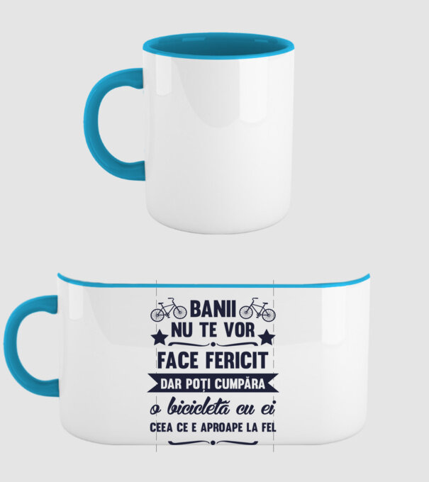 Banii nu te vor face fericit, dar poți cumpăra o bicicletă cu ei, ceea ce e aproape la fel model albastru deschis pe tricou