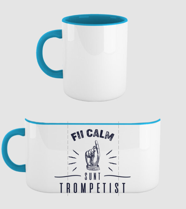 fii calm, sunt trompetist model albastru deschis pe tricou