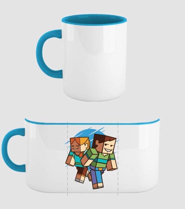 Minecraft model albastru deschis pe tricou