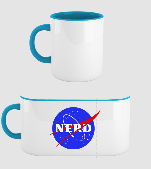 Nerd NASA model albastru deschis pe tricou