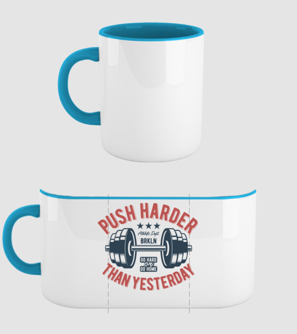 push harder model albastru deschis pe tricou