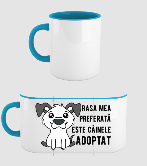 Rasa mea preferată este câinele adoptat model albastru deschis pe tricou