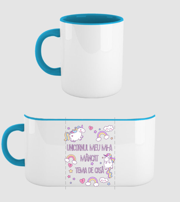 Unicornul meu mi-a mâncat tema de casă model albastru deschis pe tricou