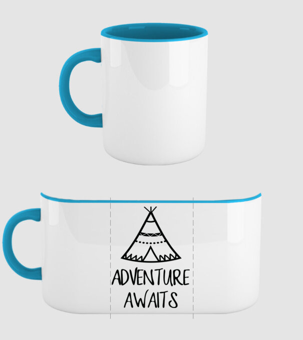 Advanture awaits model albastru deschis pe tricou
