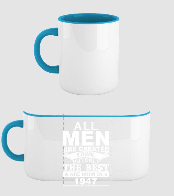 All men are created - 1947 model albastru deschis pe tricou