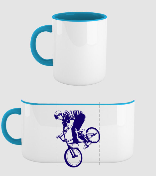 BMX stunt model albastru deschis pe tricou