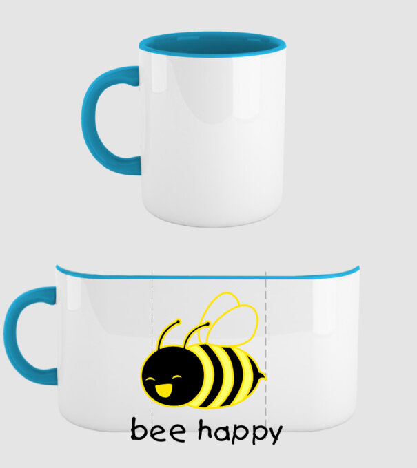 bee happy model albastru deschis pe tricou