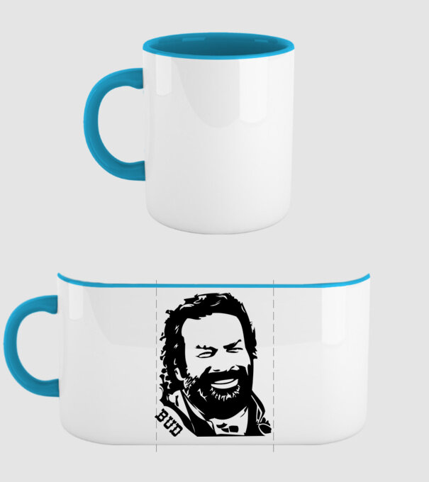 Față Bud Spencer model albastru deschis pe tricou