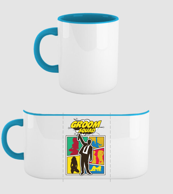Comic Groom Squad model albastru deschis pe tricou