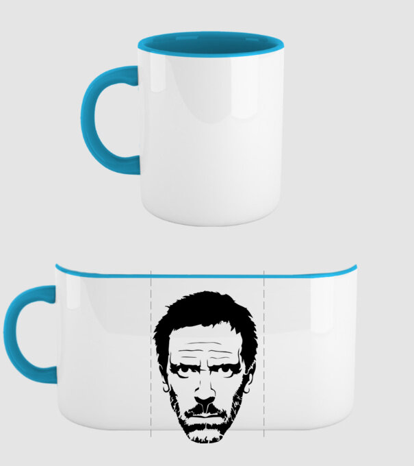 dr. house model albastru deschis pe tricou