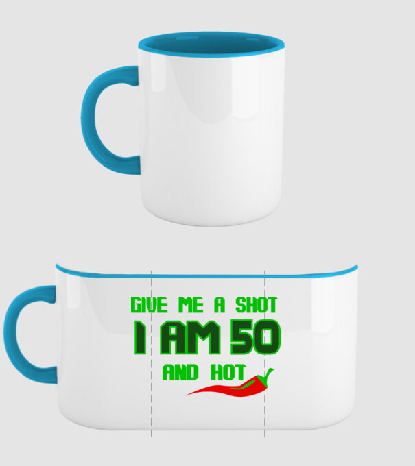 Give me a shot - 50 model albastru deschis pe tricou