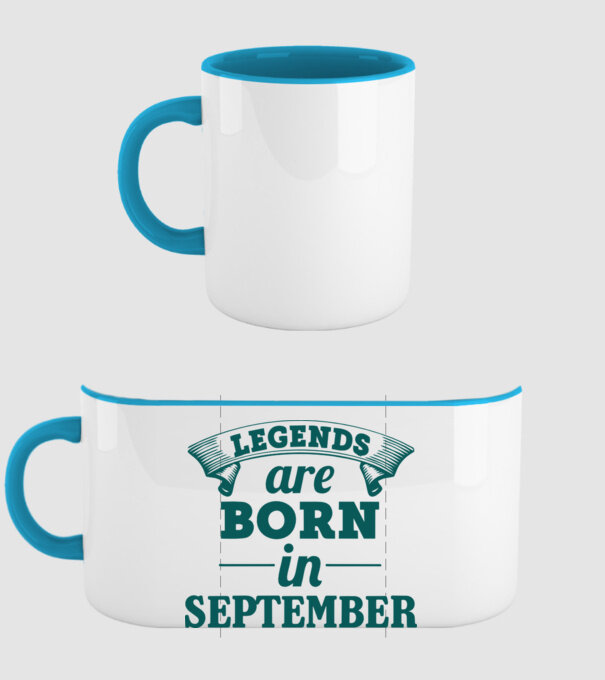 Legends are born in September model albastru deschis pe tricou