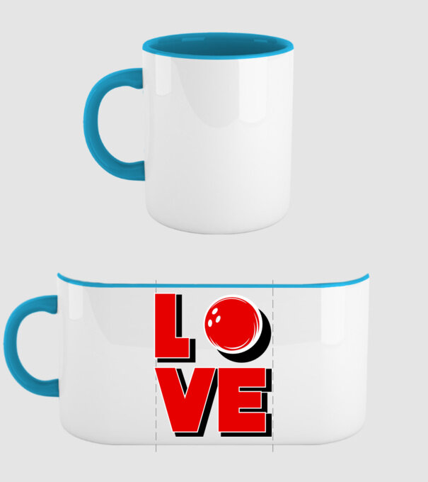 Love bowling model albastru deschis pe tricou