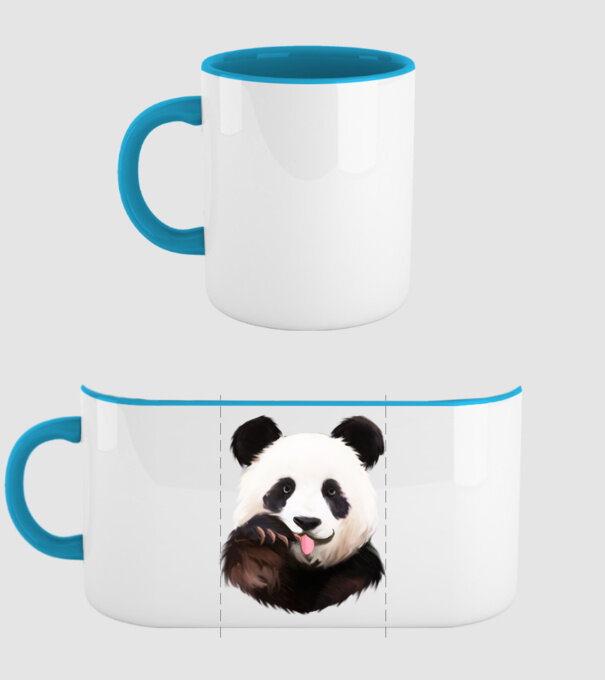 Panda face model albastru deschis pe tricou