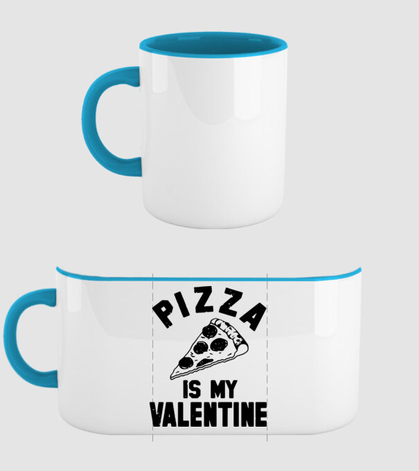 Pizza is valentine model albastru deschis pe tricou